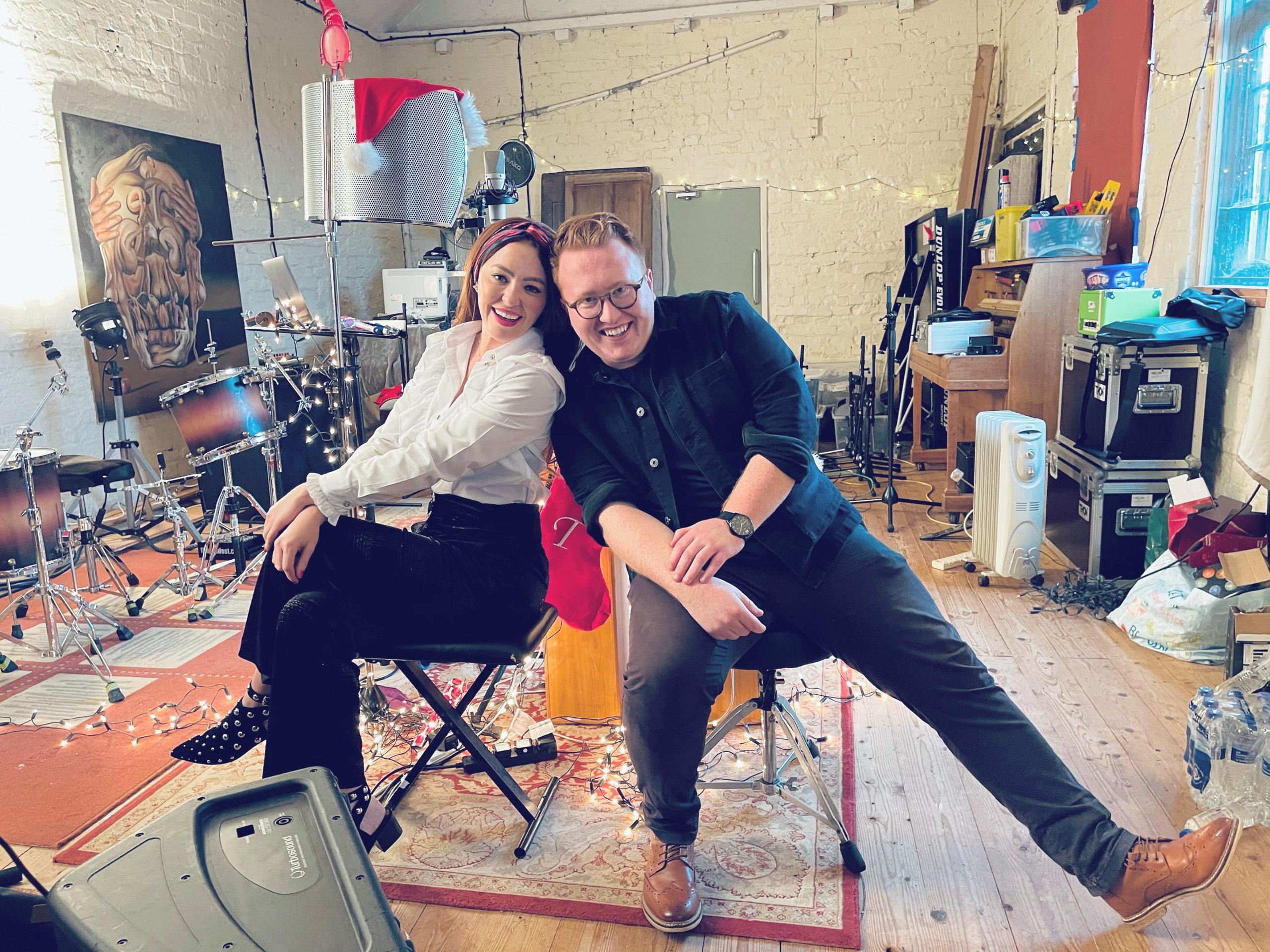 Natasha Hamilton recording her Christmas single