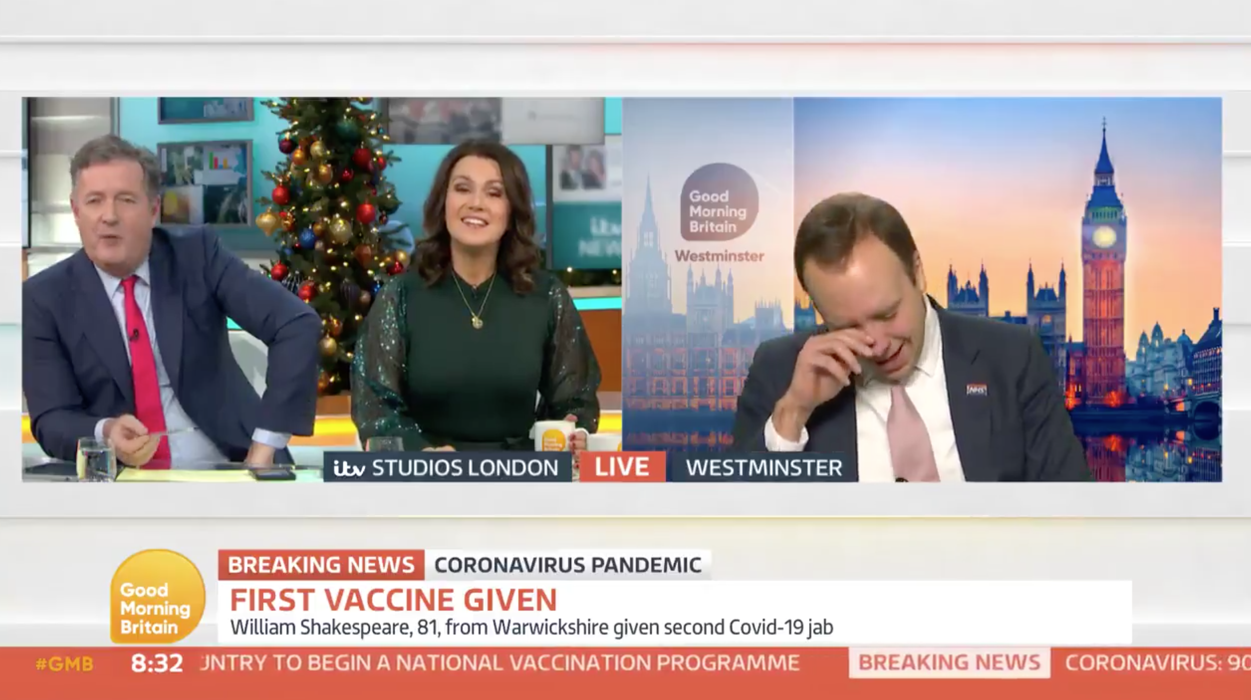 Piers and Susanna and Matt Hancock on GMB