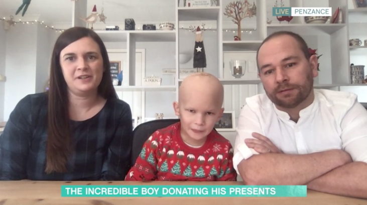 Elliott and his parents on This Morning 