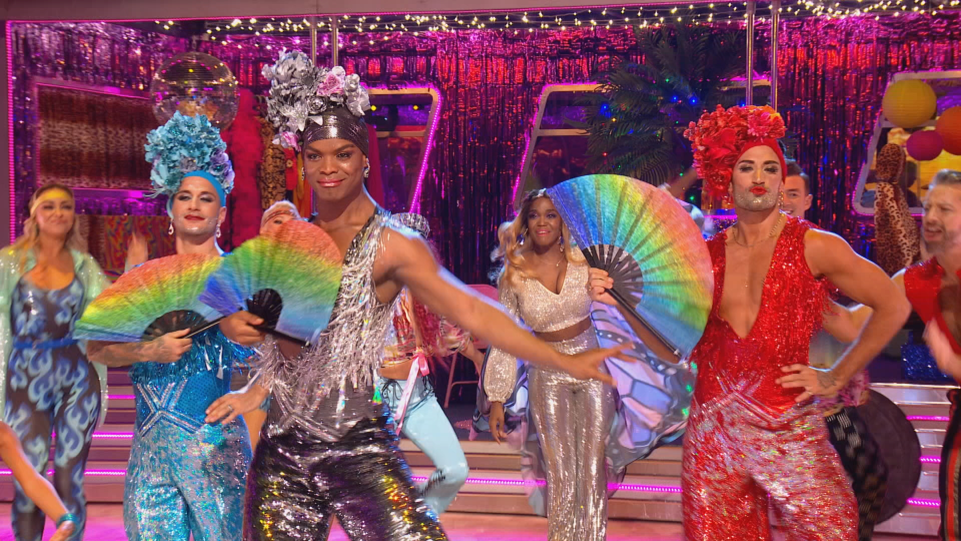 dancers doing a group dance on strictly