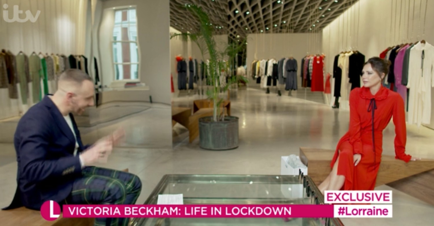 Victoria Beckham being interviewed by Mark on lorraine 