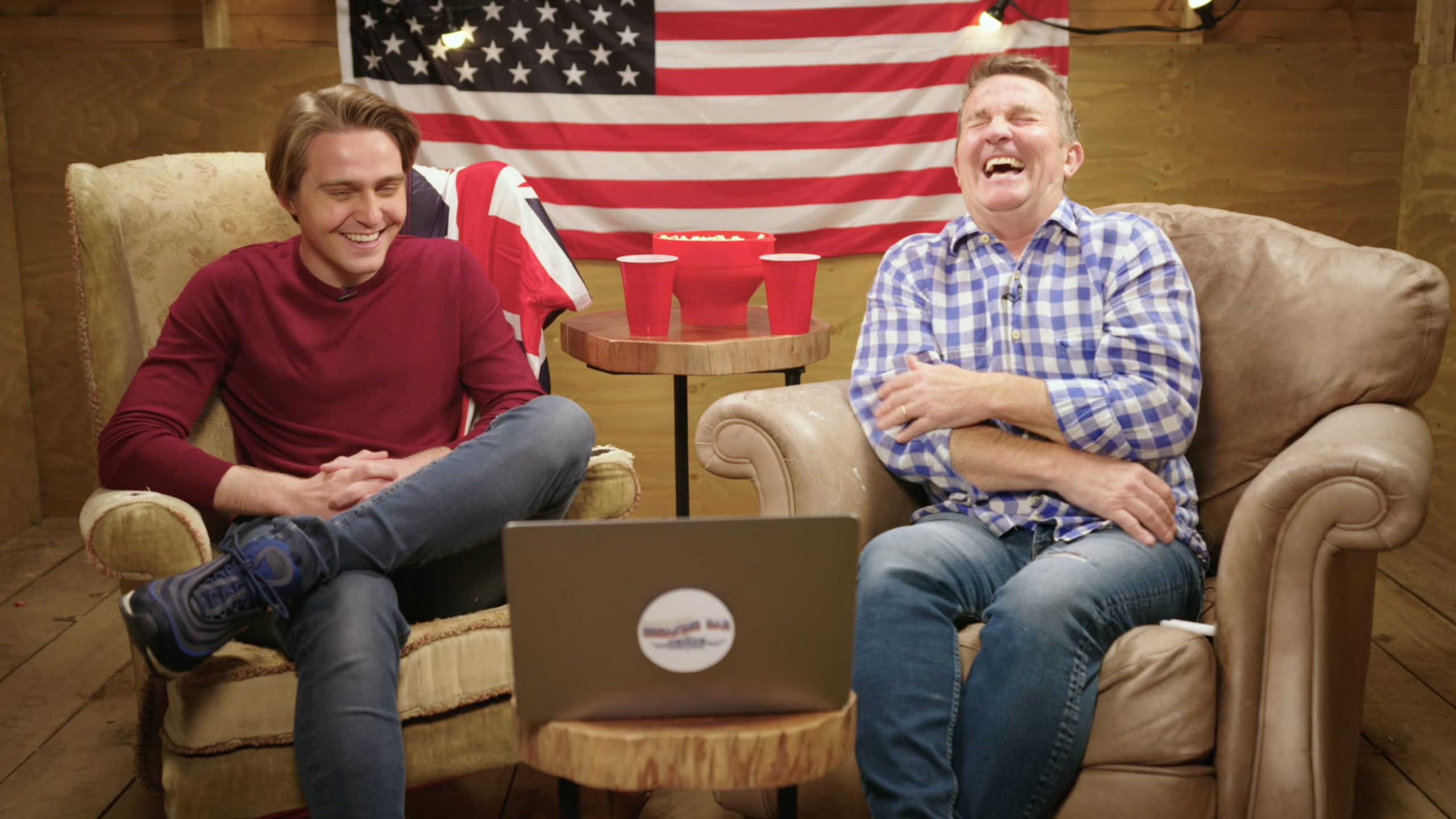 Barney Walsh and Bradley laughing. The duo are returning for a new series of Breaking Dad