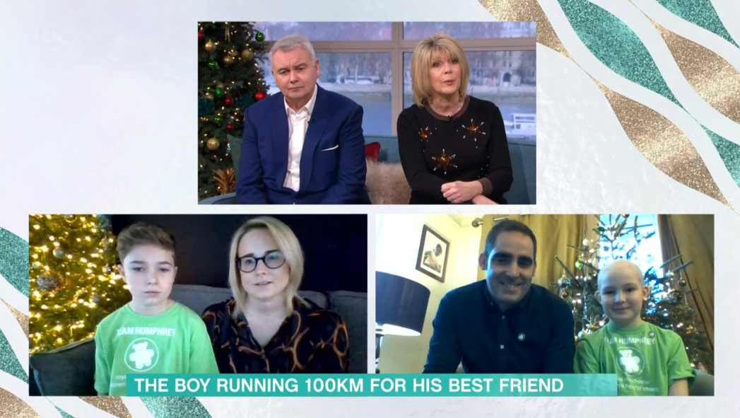 ruth and eamonn on this Morning, chatting with Freddie and hughie