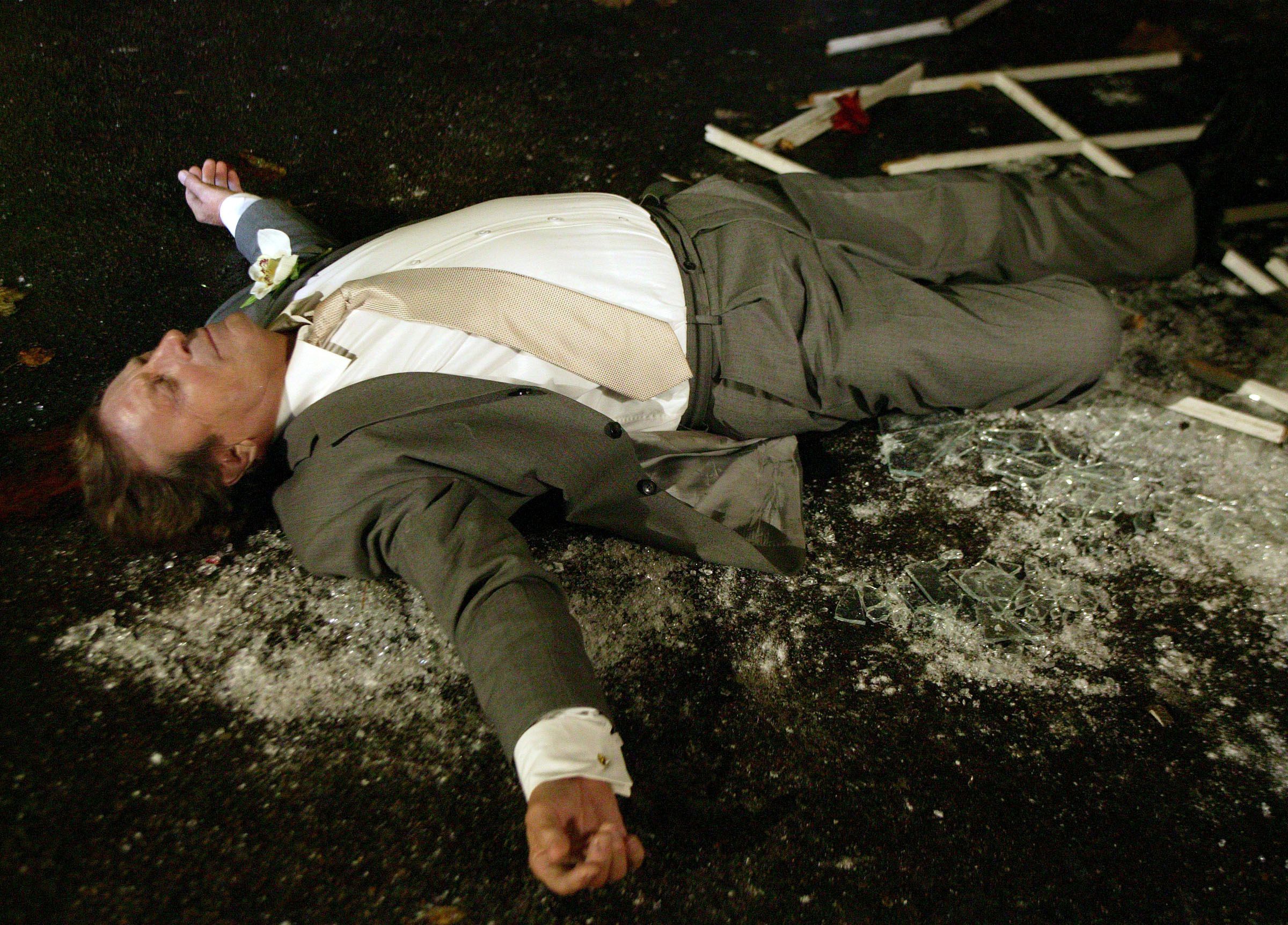 Tom was pushed out of a window in Emmerdale 