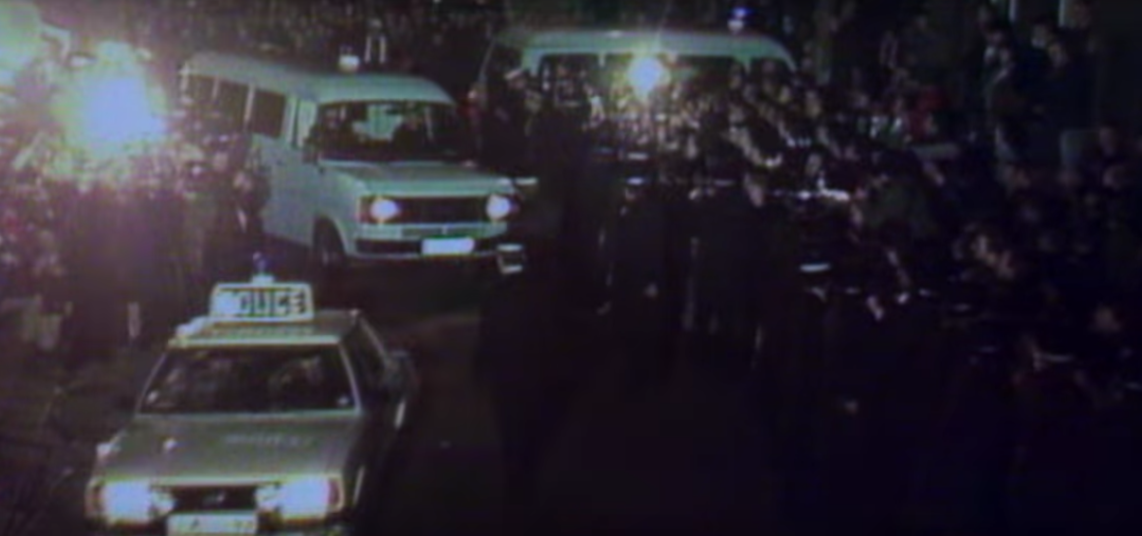 The crowds packed the police station when Sutcliffe was brought in