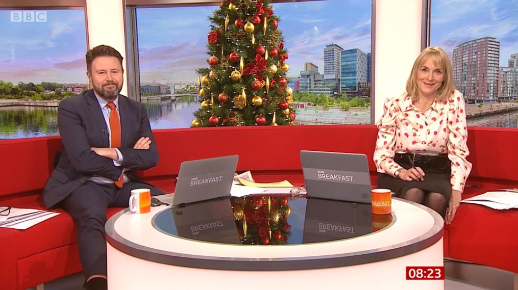 Louise Minchin and Jon Kay on BBC Breakfast today