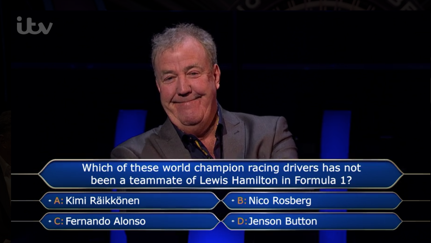 Jeremy Clarkson was loving Piers Morgan losing on Who Wants To be A Millionaire