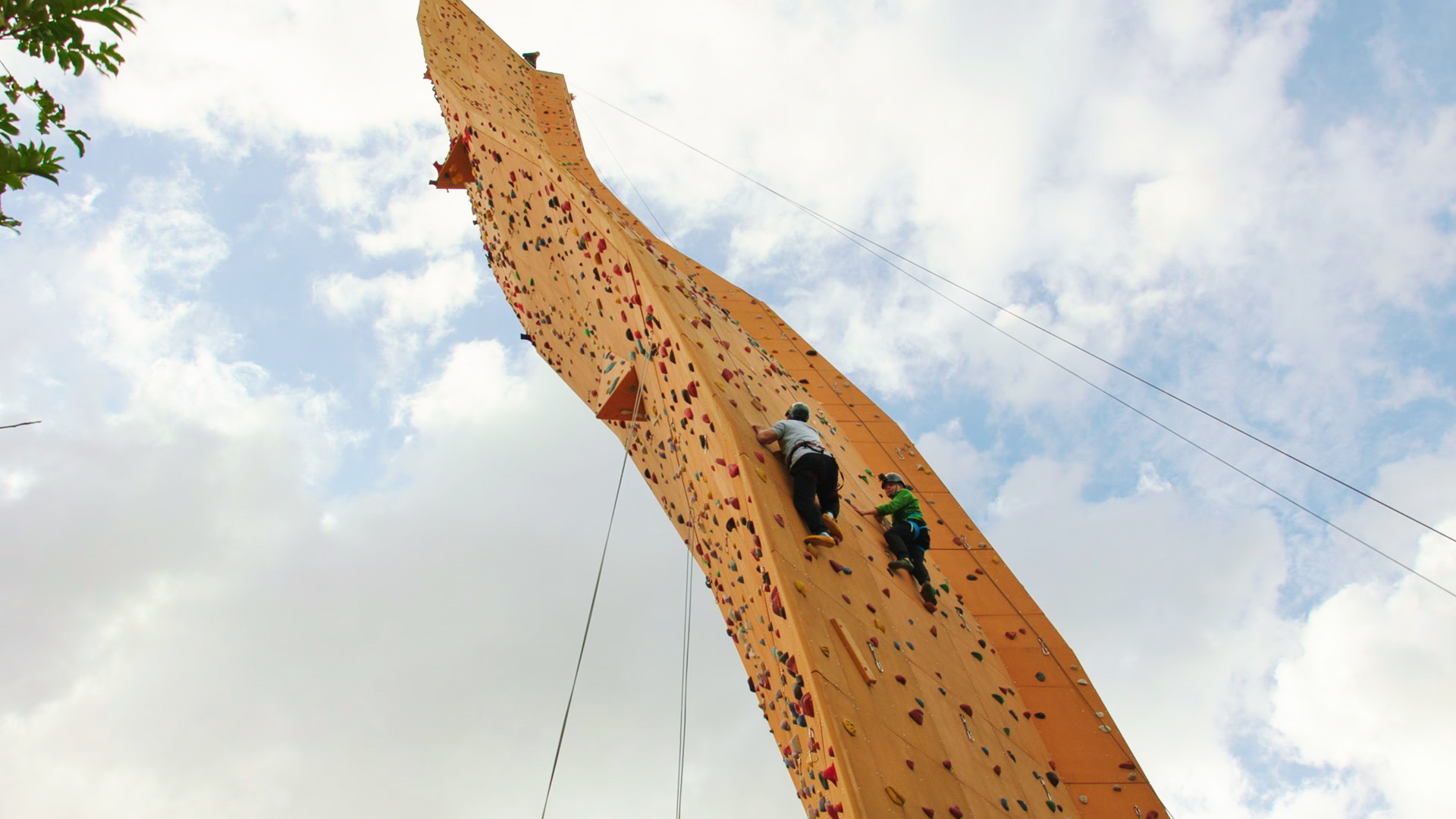 Bradley and barney walsh on climbing wall