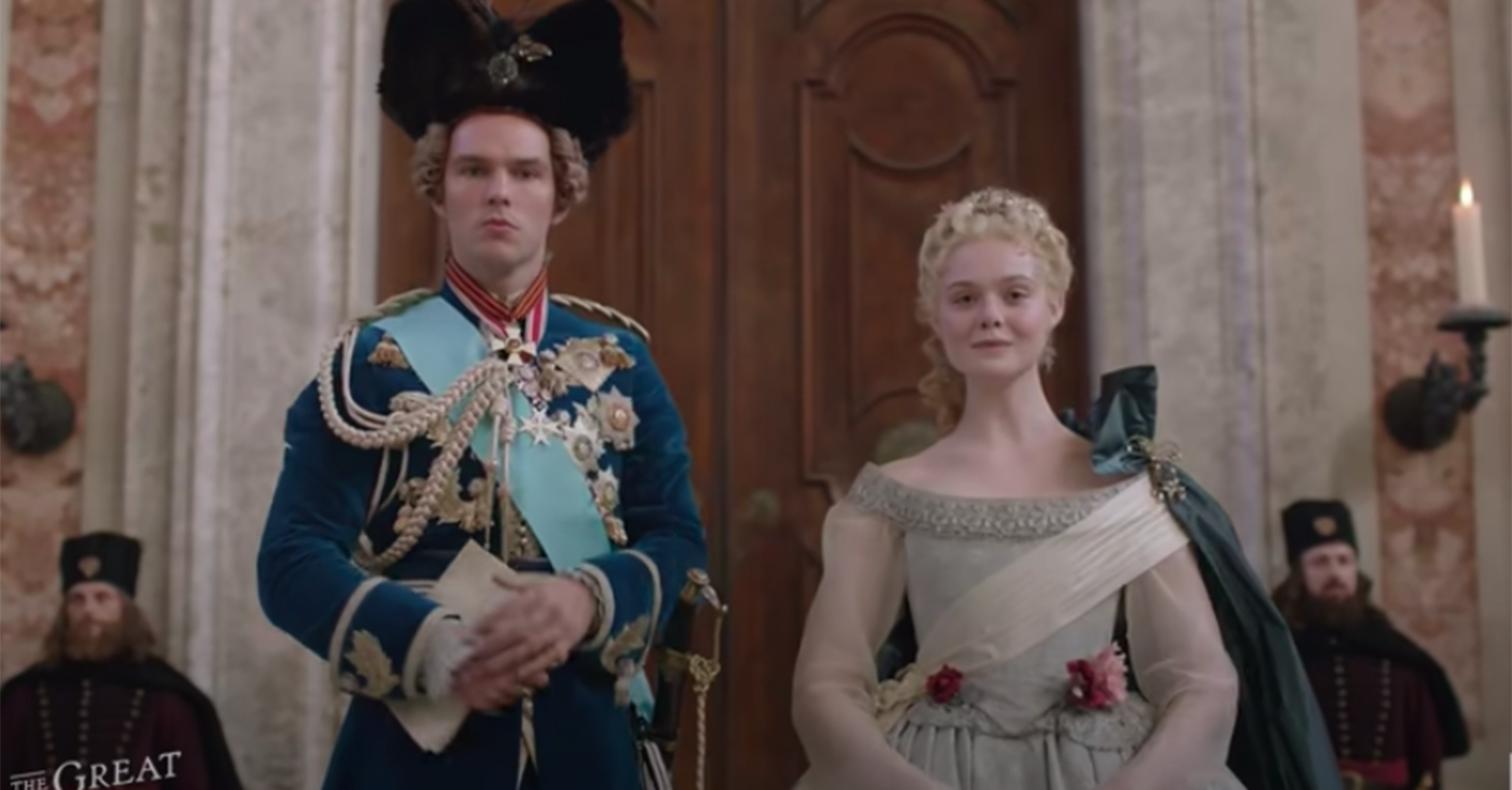 nicholas hoult and elle fanning in the great on channel 4