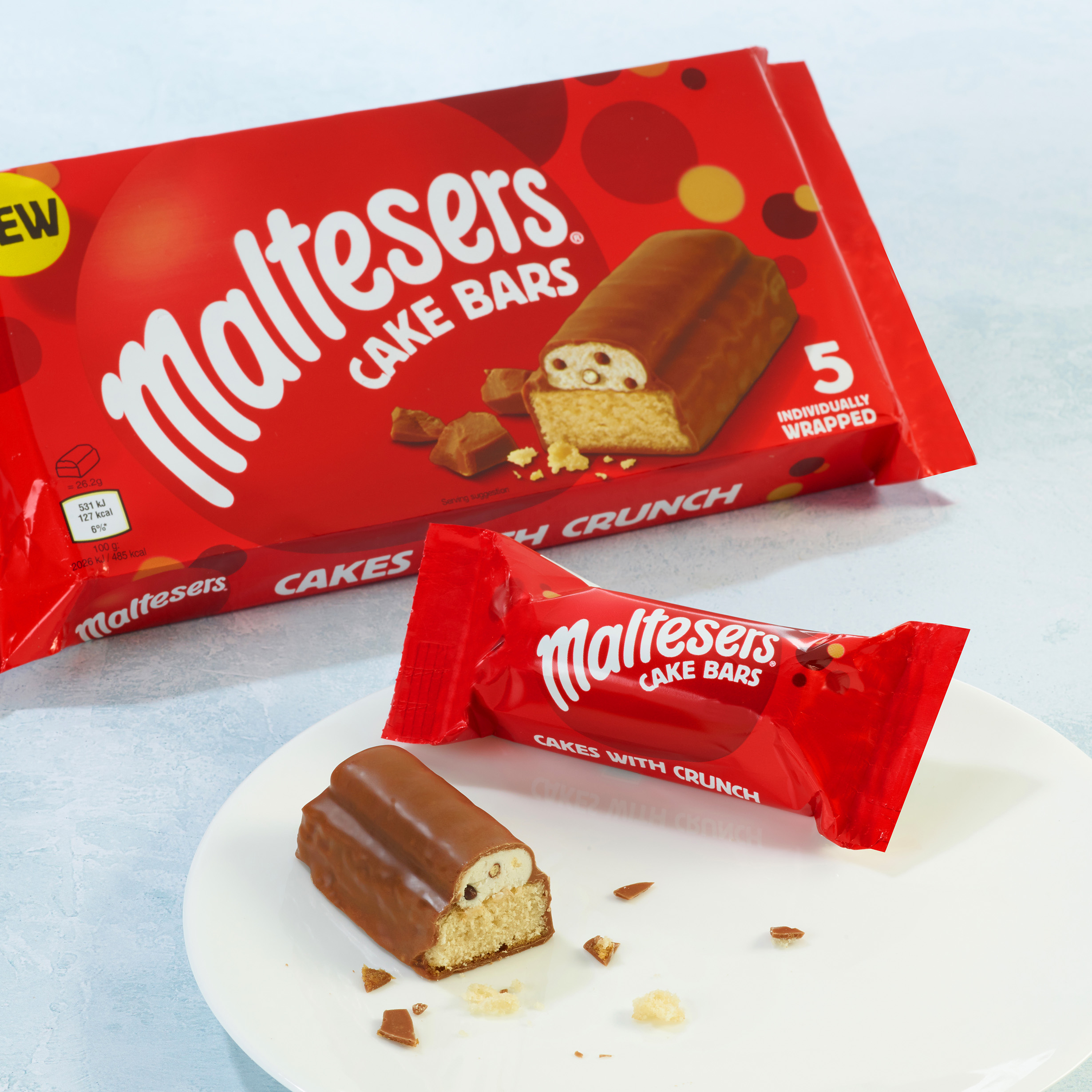 new Maltesers cake bars next to packet