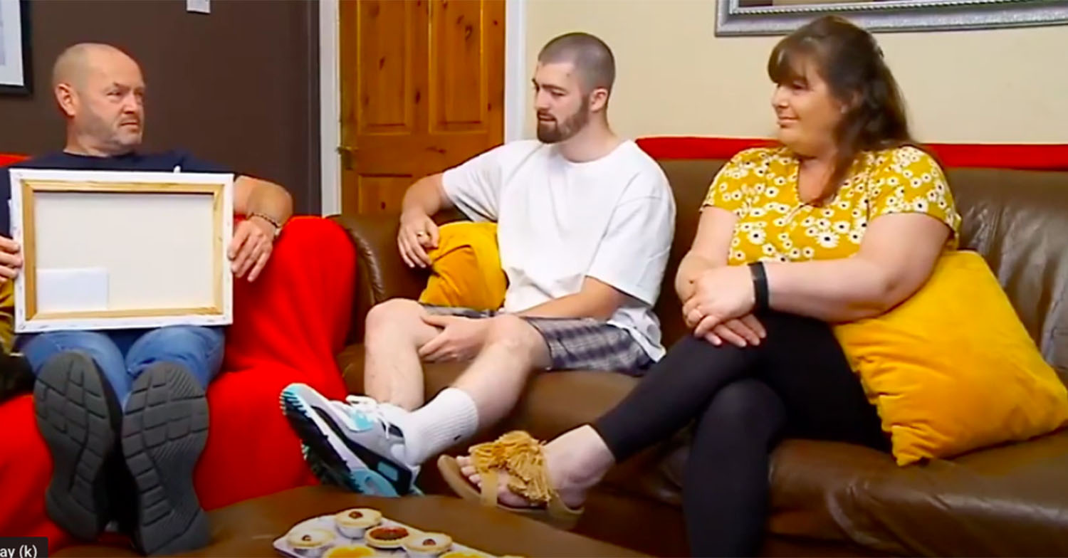 tom malone jr with his mum and dad on gogglebox