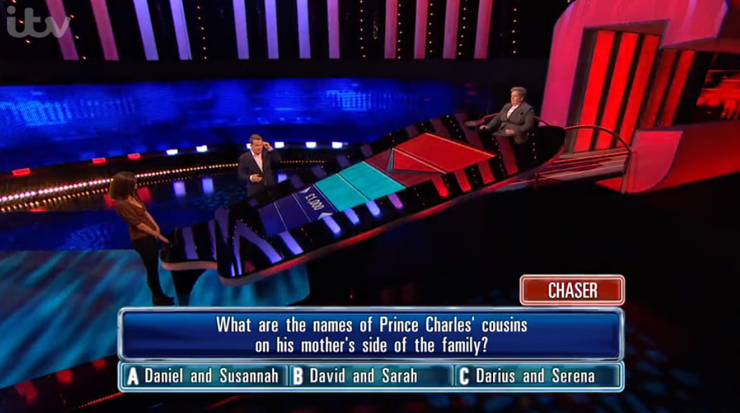 Pepe facing Anne Hegerty on The Chase