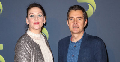 paul higgins and neve mcintosh at a premiere