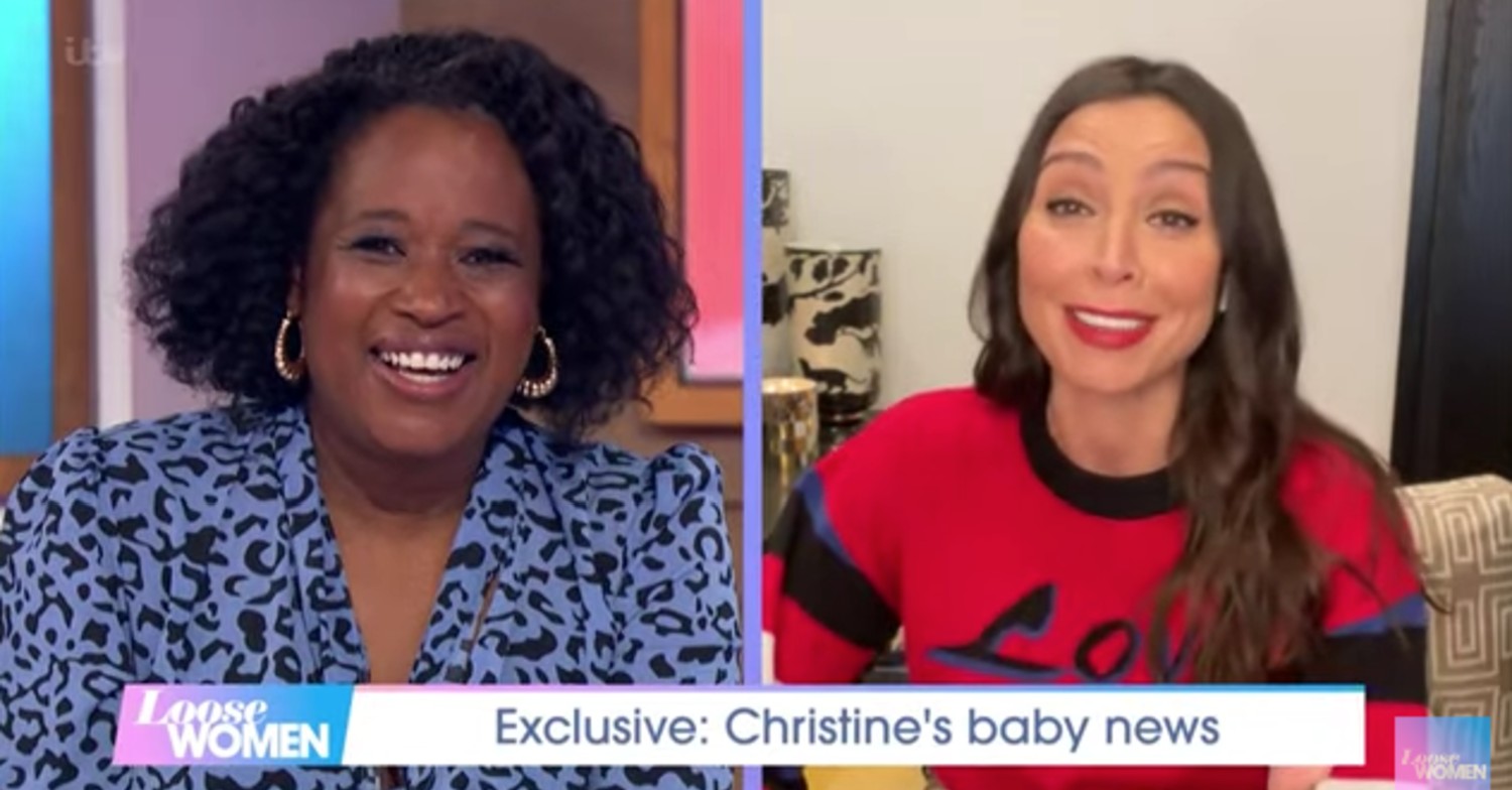Christine Lampard talking about her baby news on Loose Women