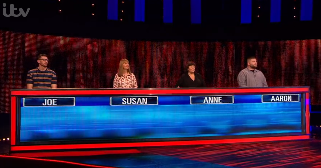 Four contestants on The Chase, which featured Paul Sinha
