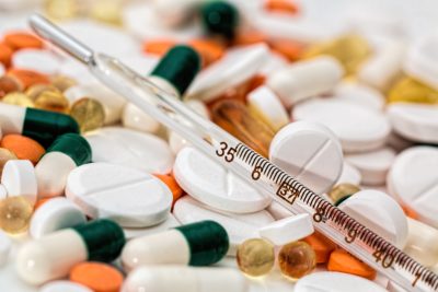 lots of tablets and an injection