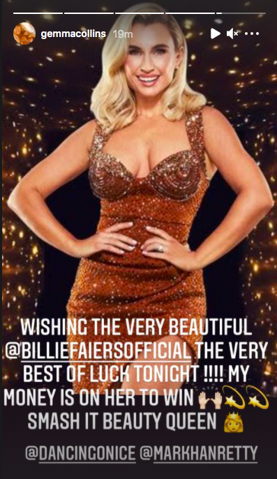 Gemma Collins tips Billie Faiers to win Dancing On Ice