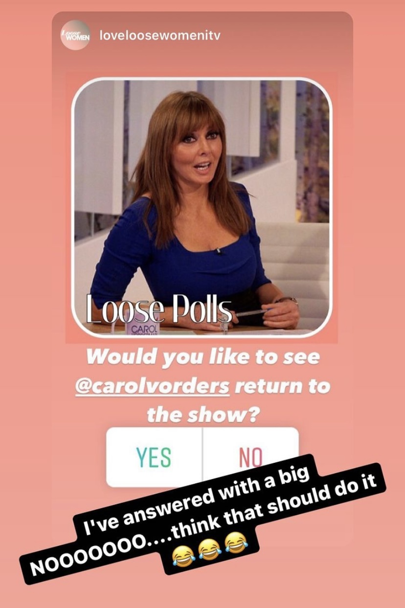 Carol Vorderman won't return to Loose Women