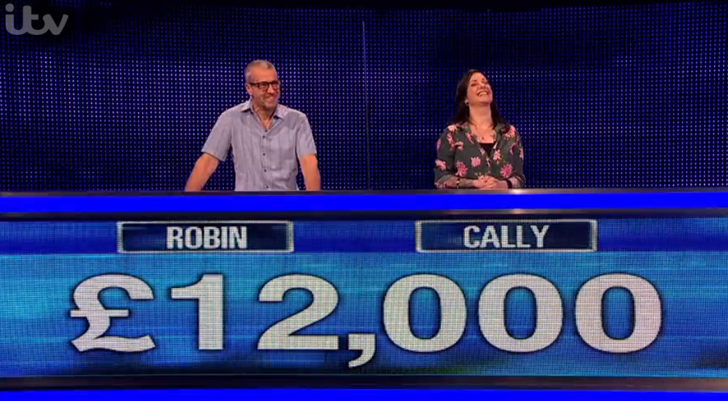 Robin and Cally facing Anne Hegerty on The Chase