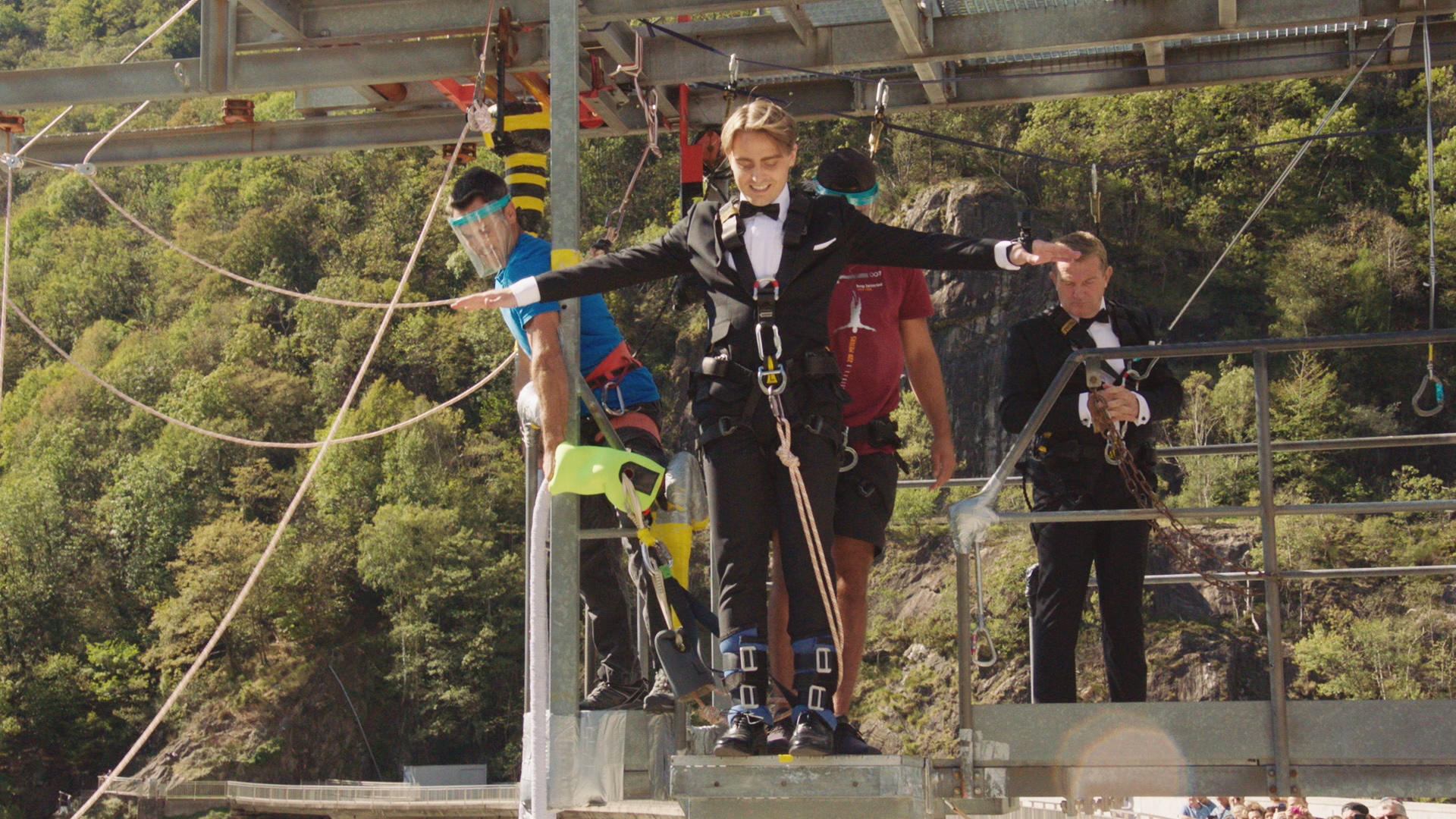 Barney Walsh, about to bungee jump