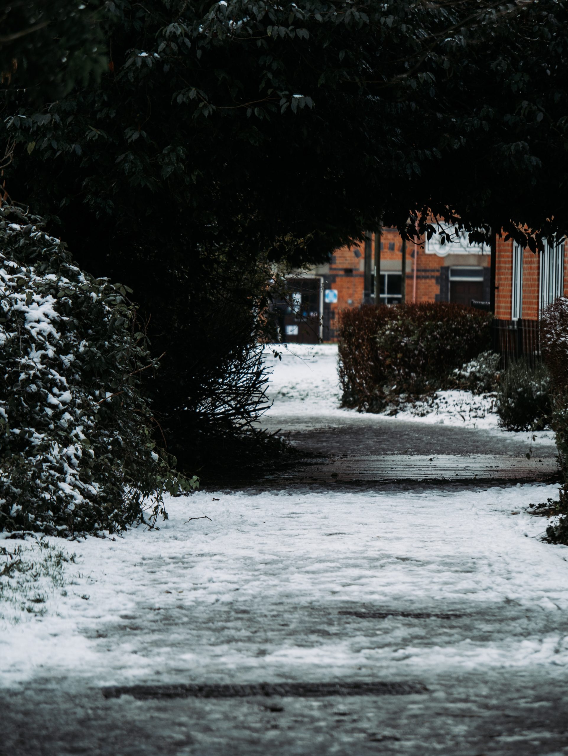 Snow in a residential area. The Met Office has forecast snowfall