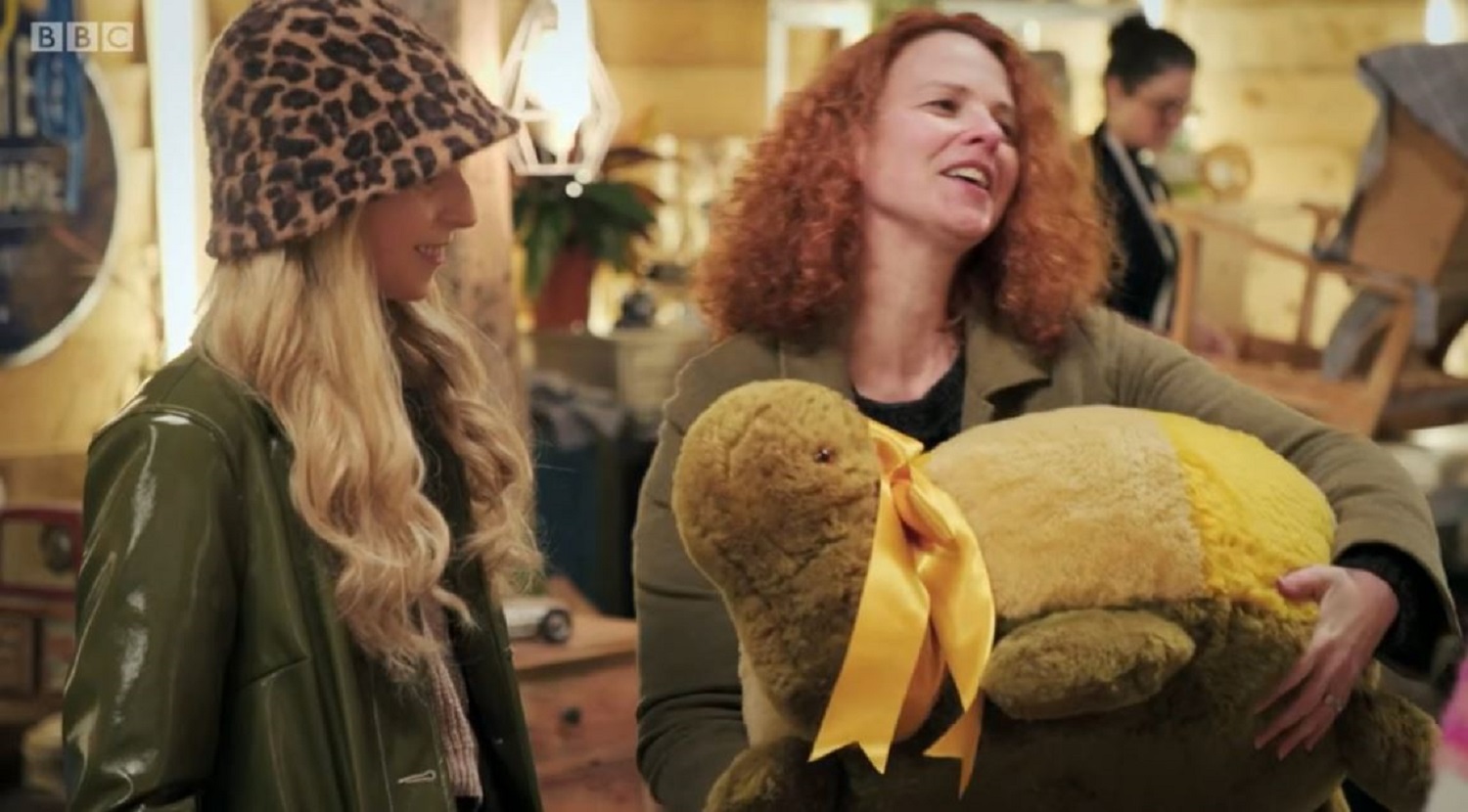 The tortoise pouffe on The Repair Shop