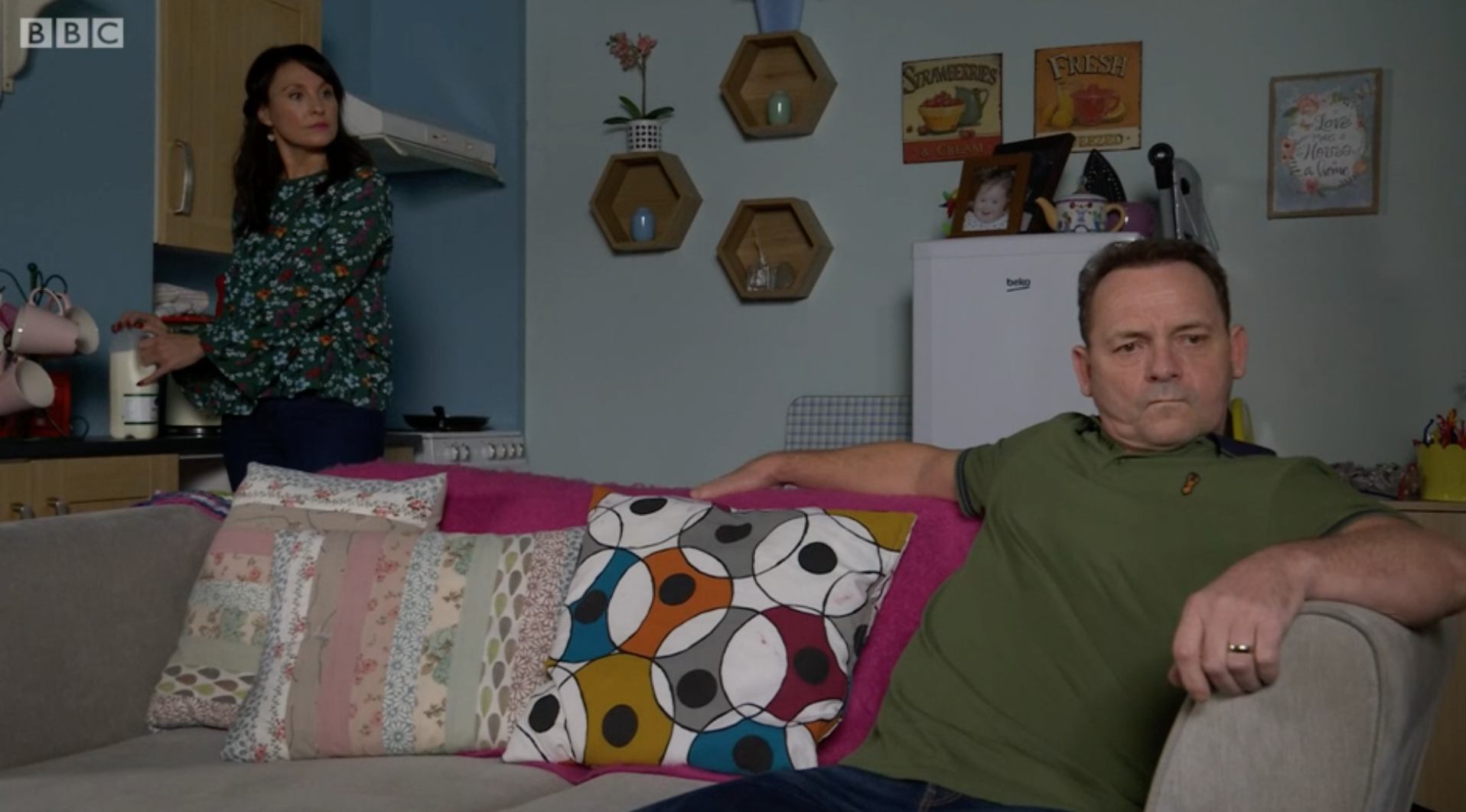 Billy Mitchell argues with Honey in EastEnders