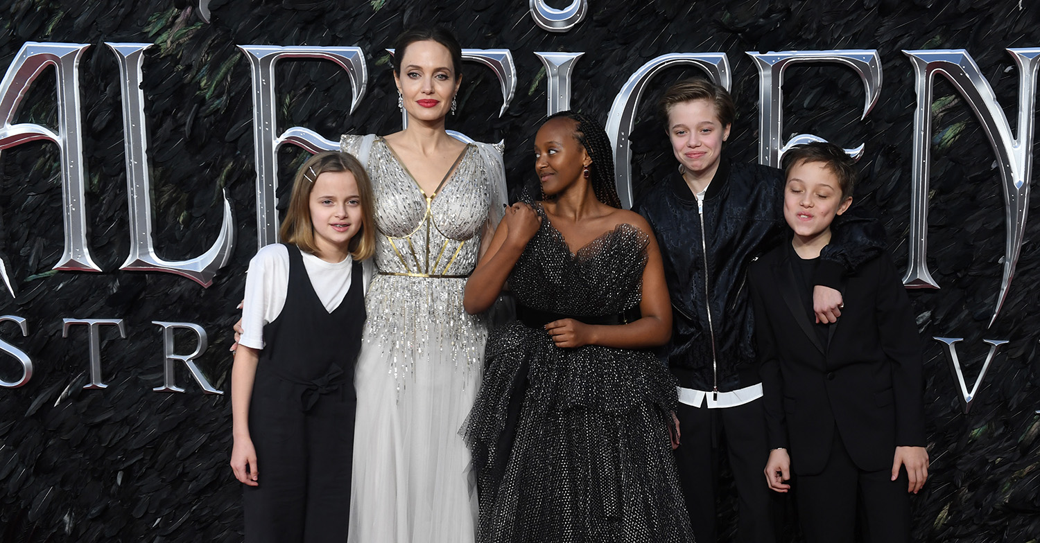 angelina jolie with four of her six children