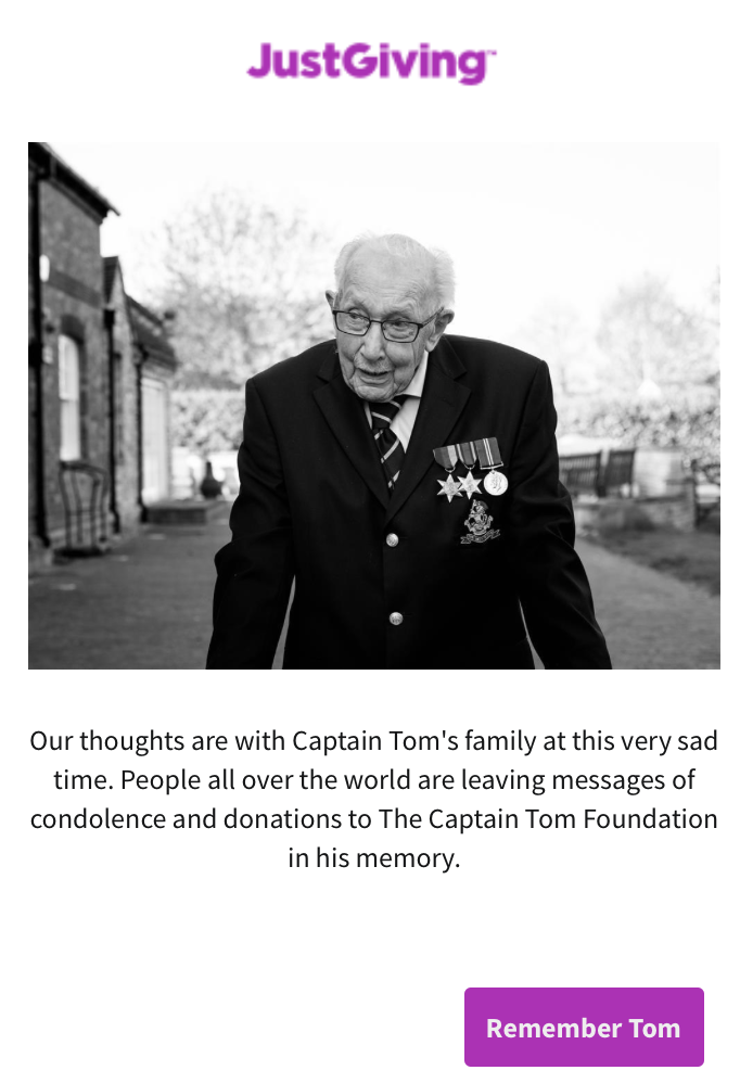 captain tom's just giving page