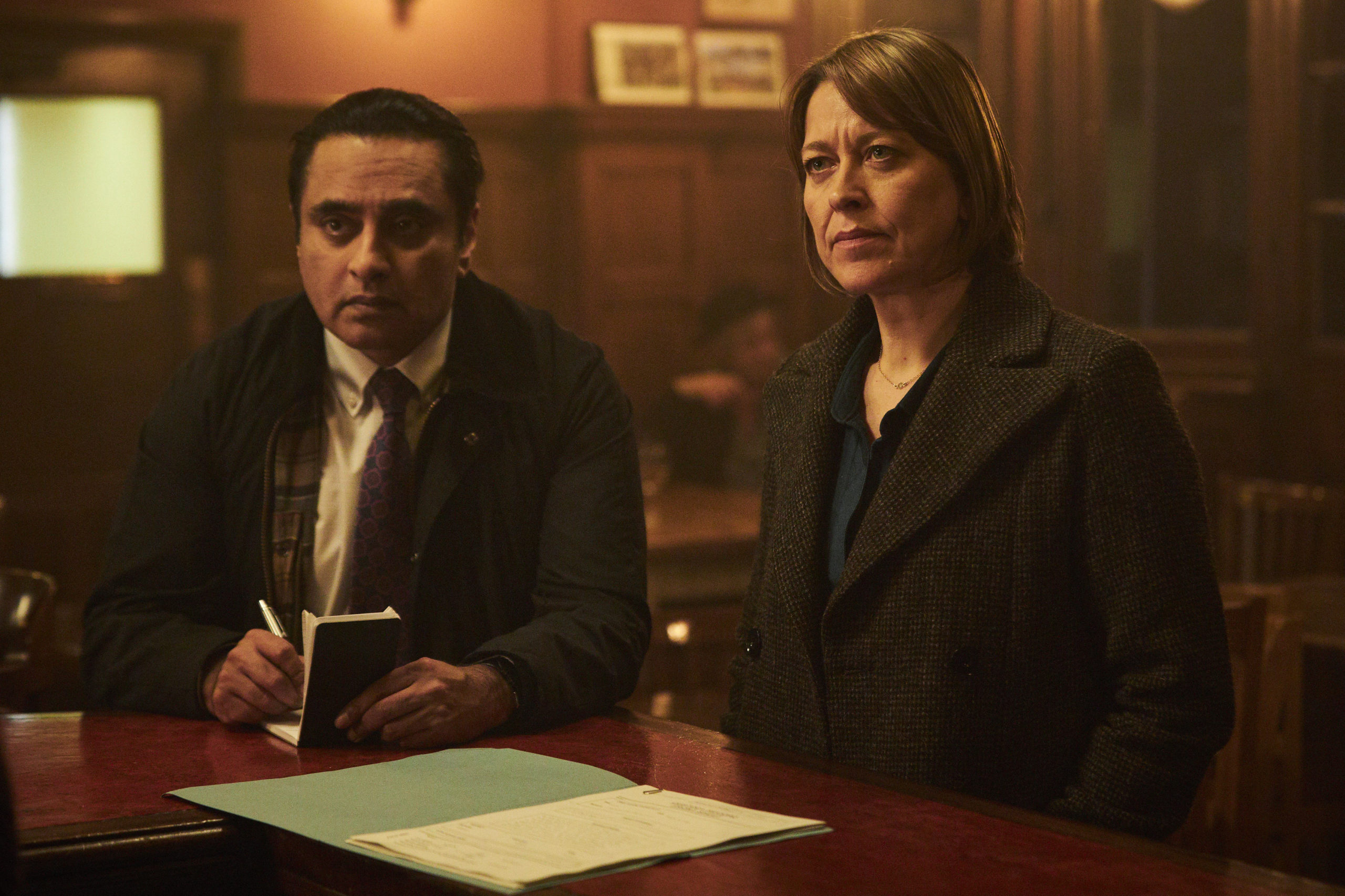 Nicola Walker and Sanjeev Bhaskar in Unforgotten on ITV1