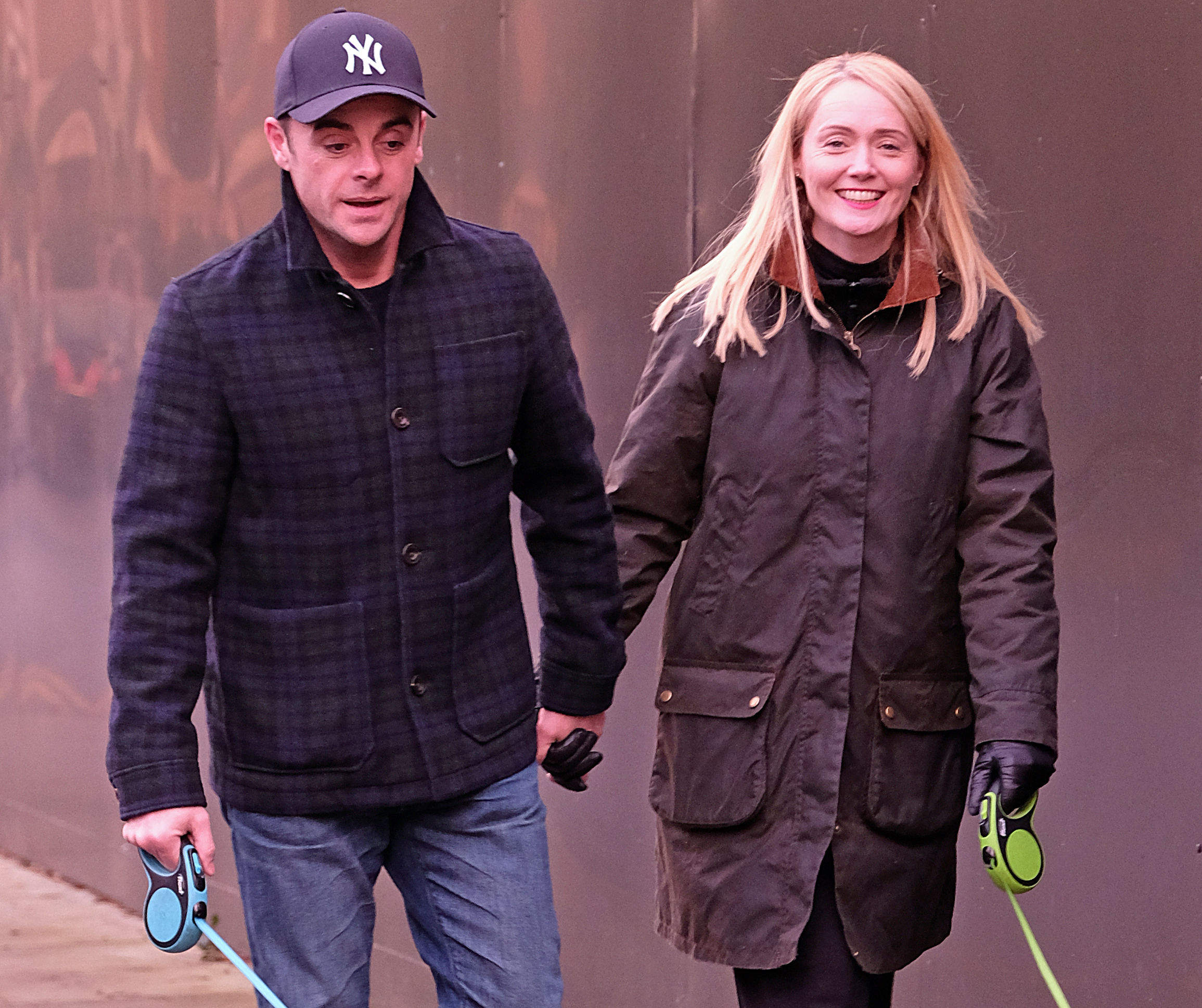 Ant McPartlin and Anne-Marie Corbett on a dog walk