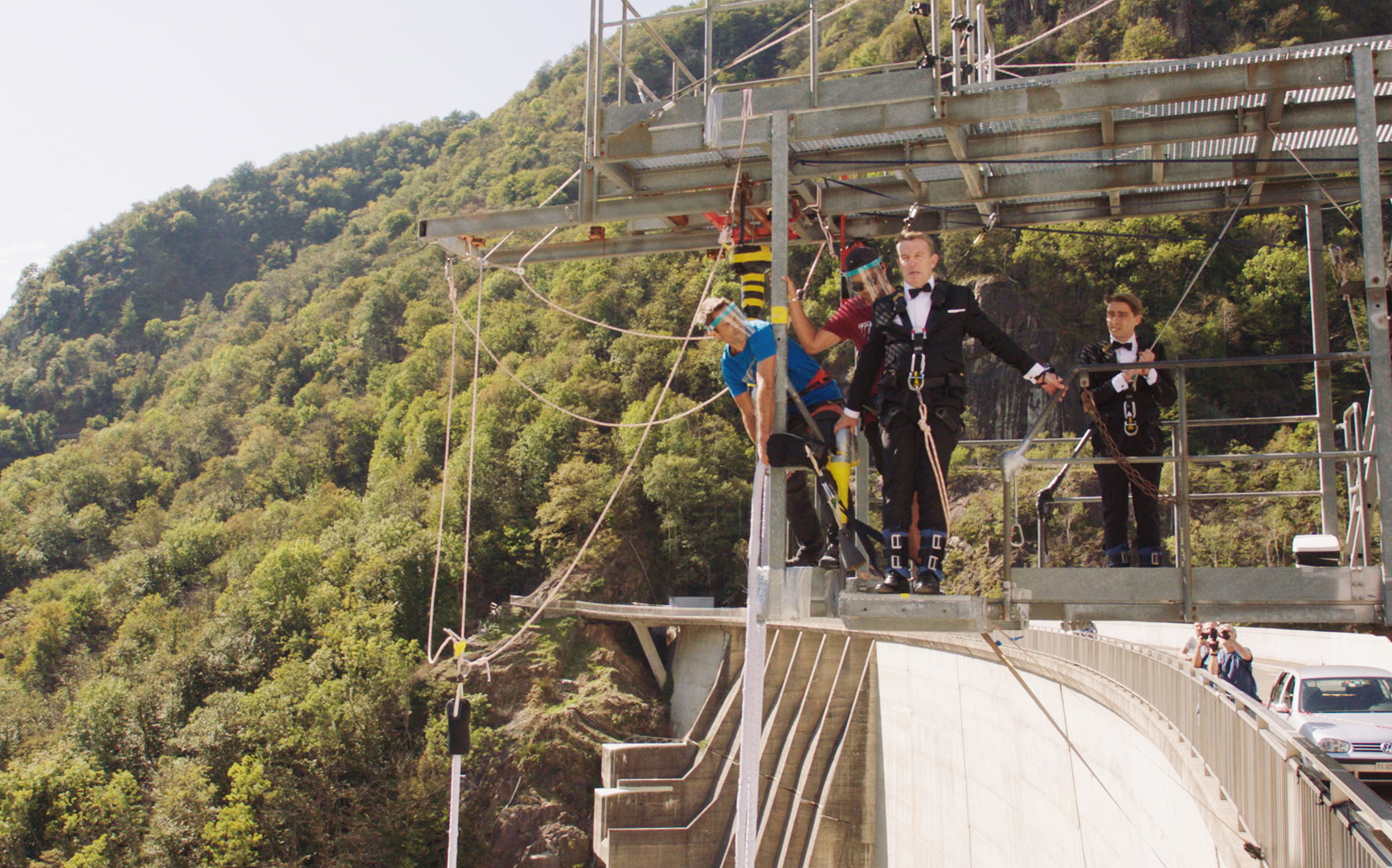 The father-son duo on the Contra Dam