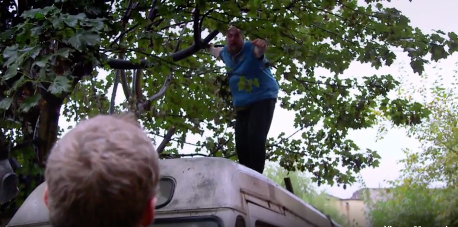 The squatter on his caravan