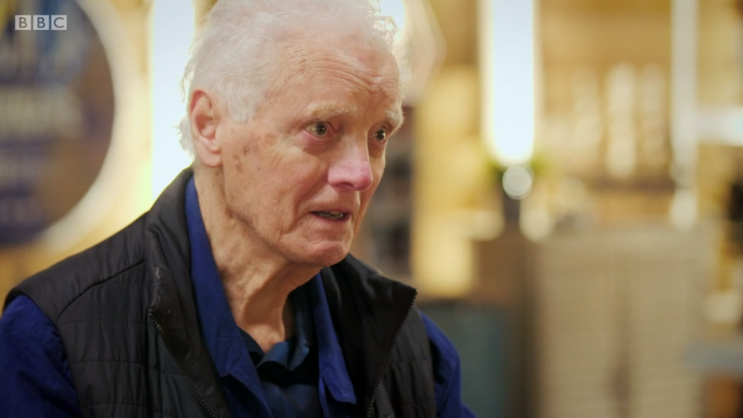 Malcolm speaking to the repair shop expert suzie fletcher