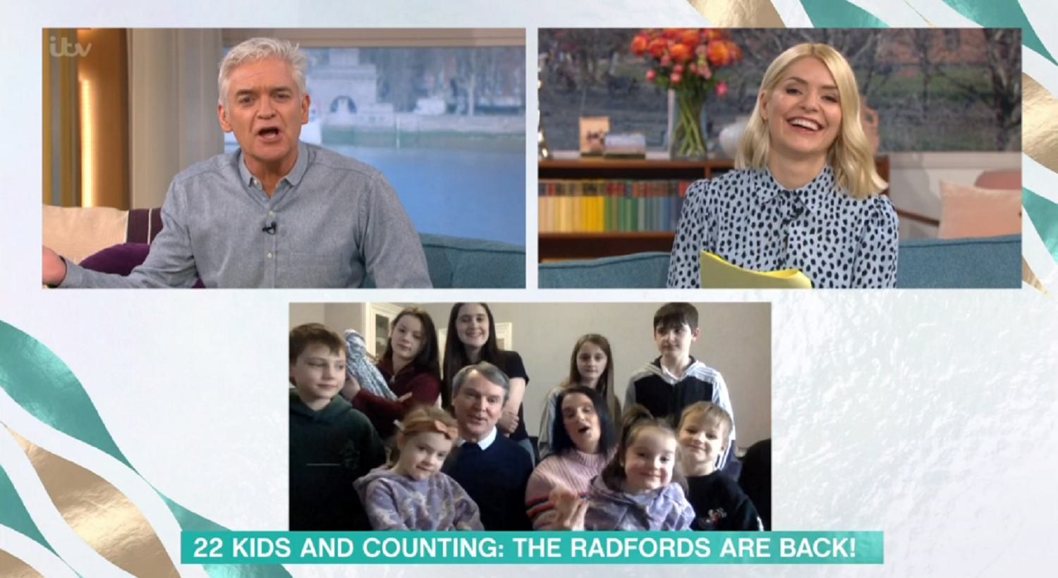 The Radfords chatting with Phil and Holly about 22 kids and counting