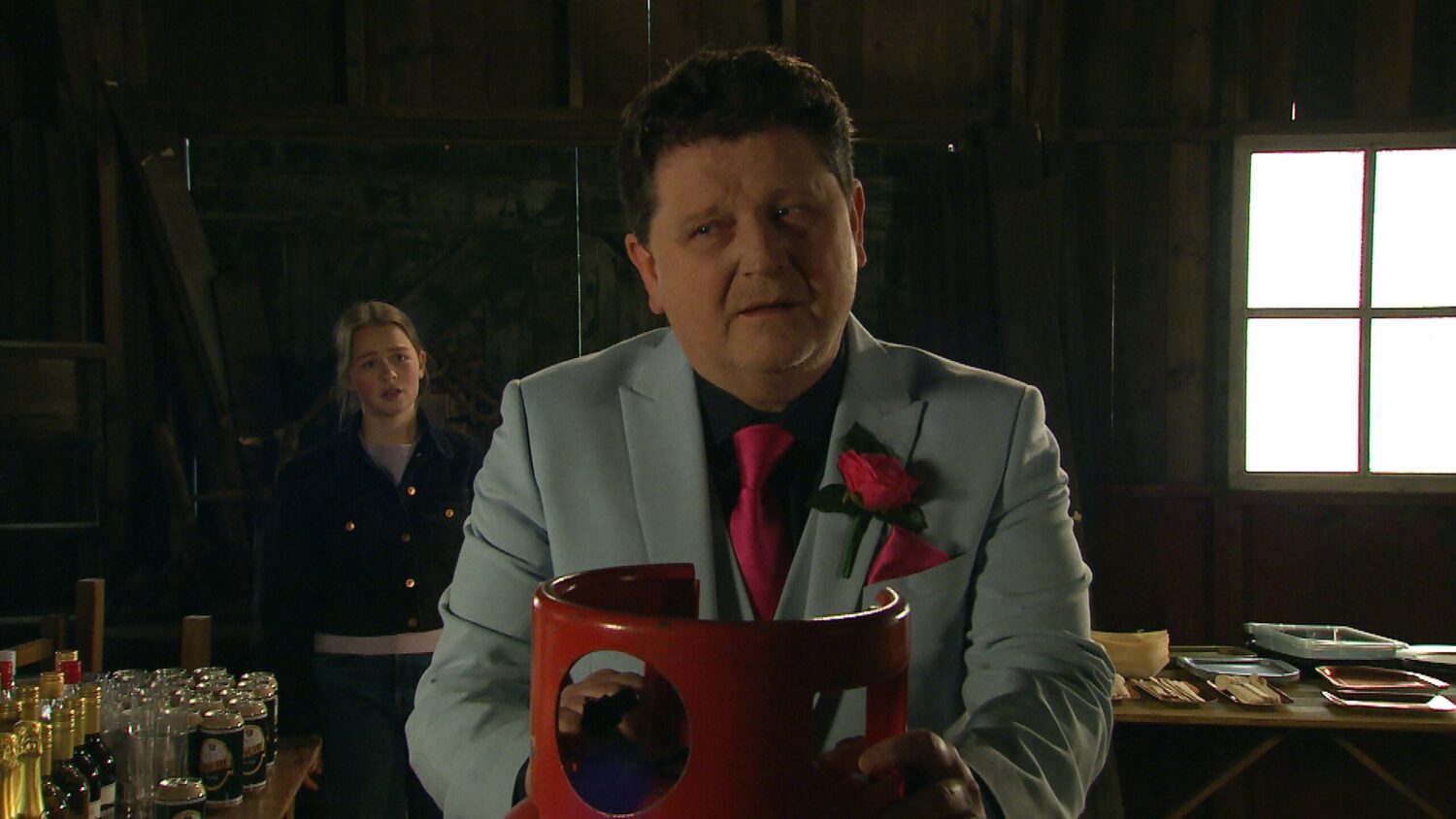 Liv in Emmerdale glares at Paul before she confronts him