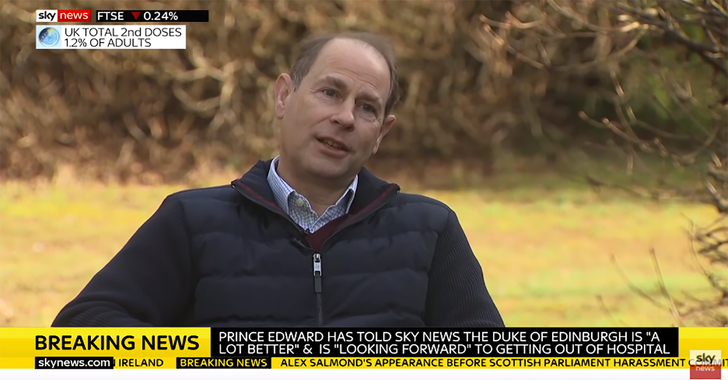 Prince Edward on Sky talking about latest news on Prince Philip
