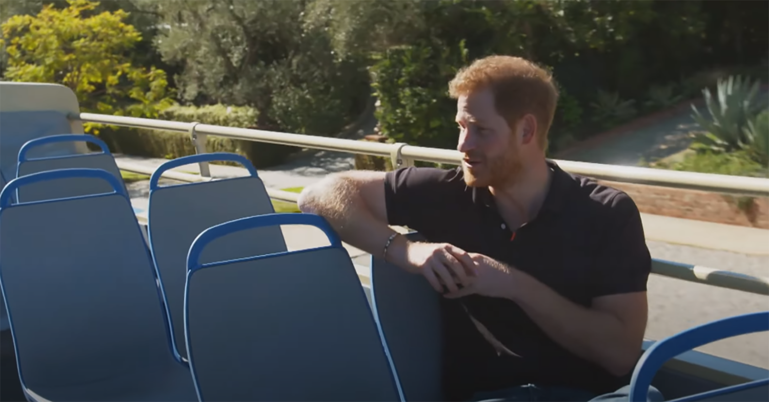 Prince Harry speaks to James Corden