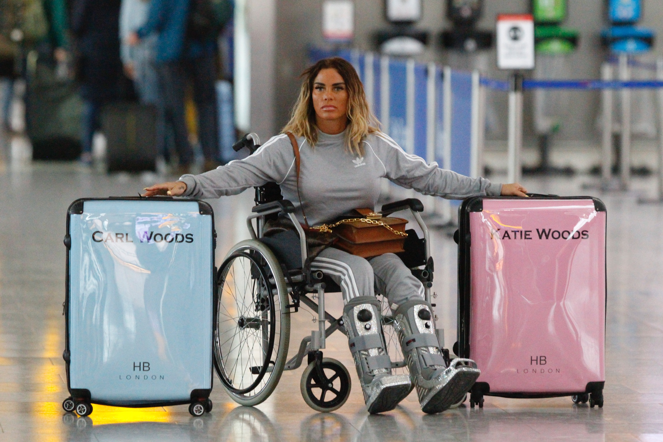 Katie Price in a wheelchair