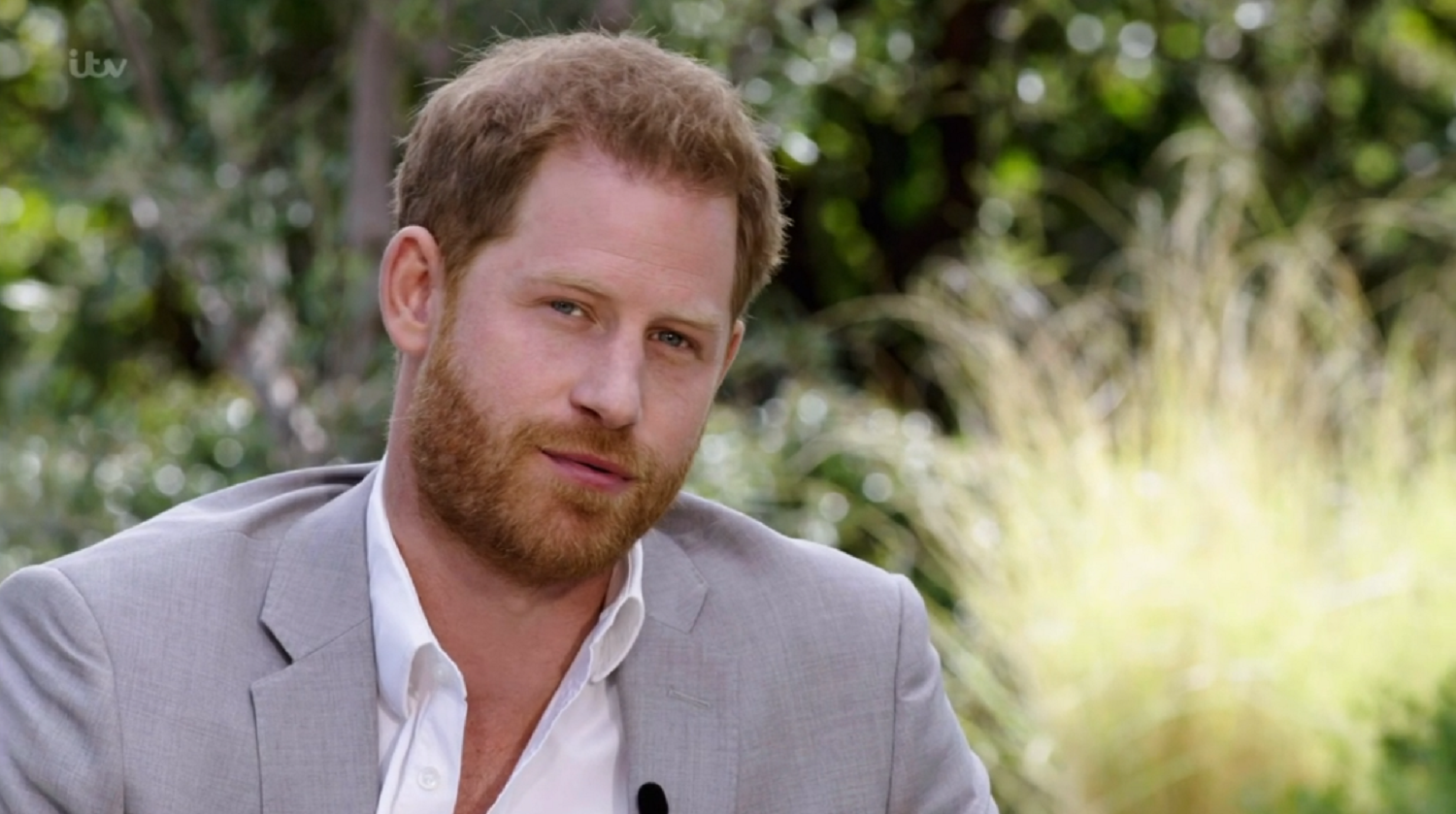 Prince Harry speaking to Oprah