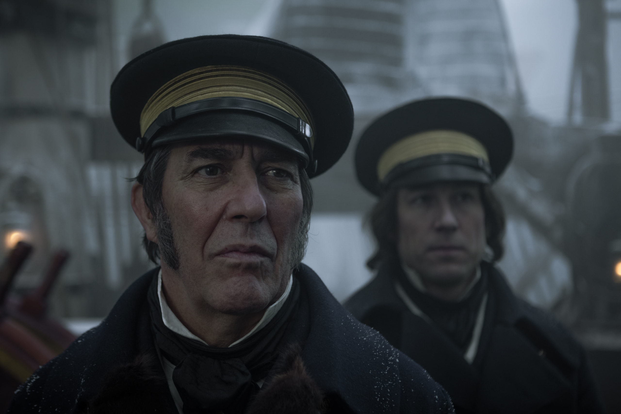 Ciarán Hinds as Sir John Franklin and Tobias Menzies as James Fitzjames (Credit: BBC Two)