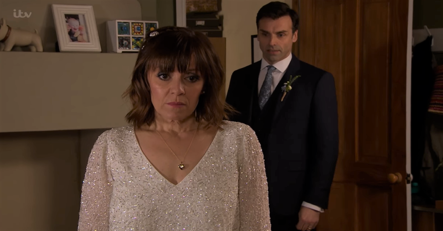 Emmerdale Rhona is terrified of Pierce on their wedding day
