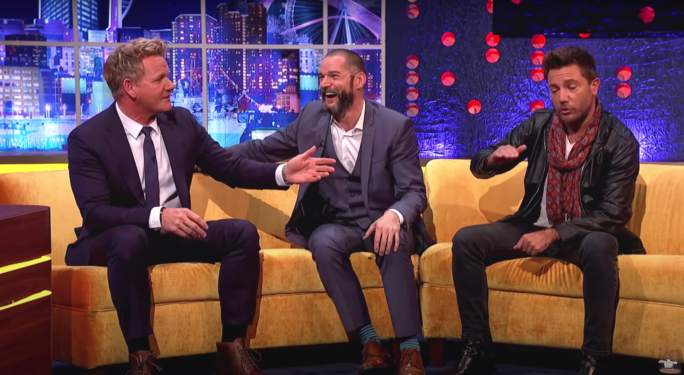 Gordon Ramsay holds court with Fred Sirieix and Gino D'Acampo