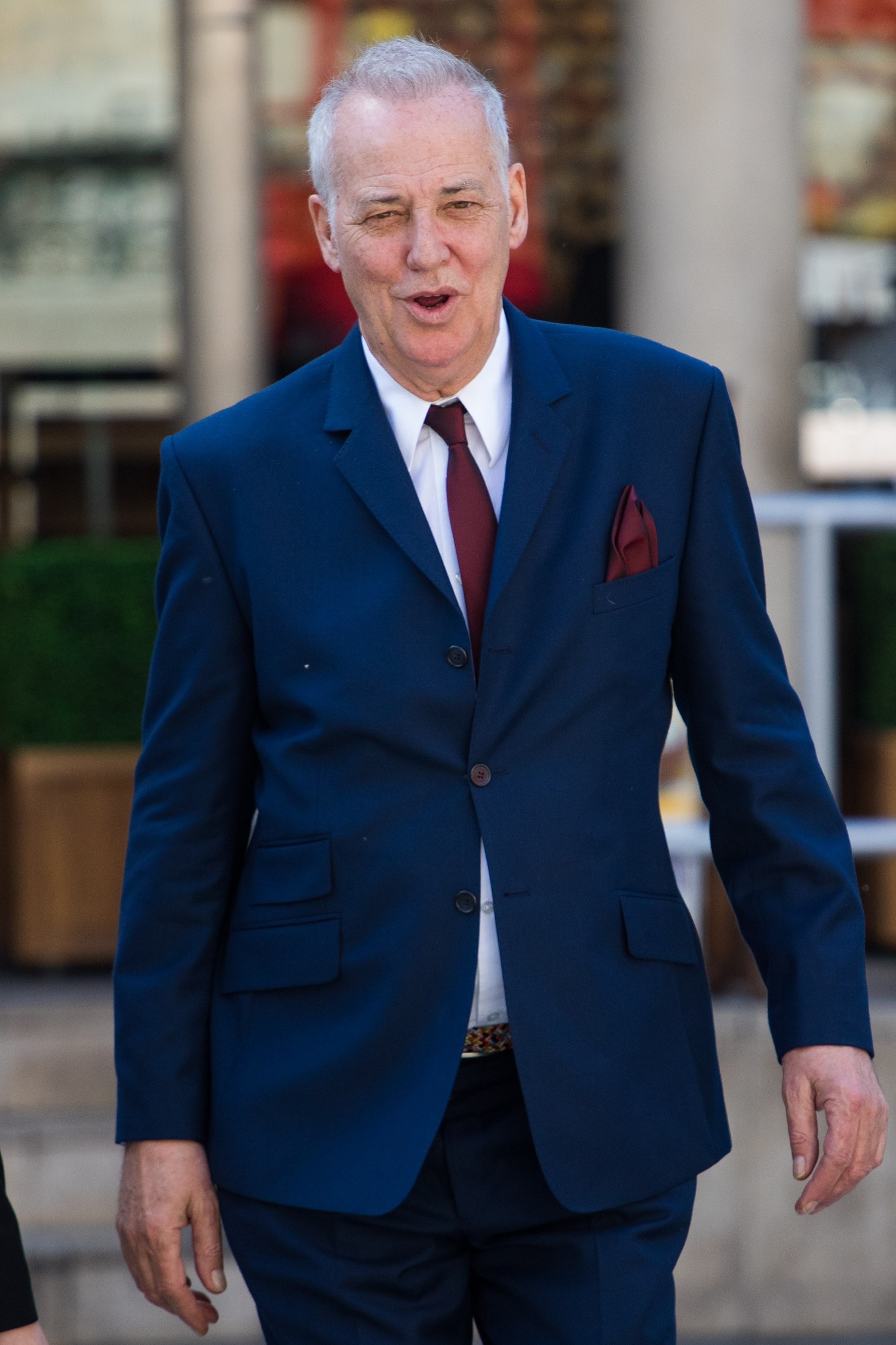 Michael Barrymore spotted out in navy suit