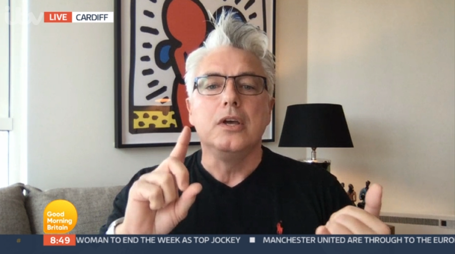 john barrowman on good morning britain, fuming over news sports stadiums will be partially filled