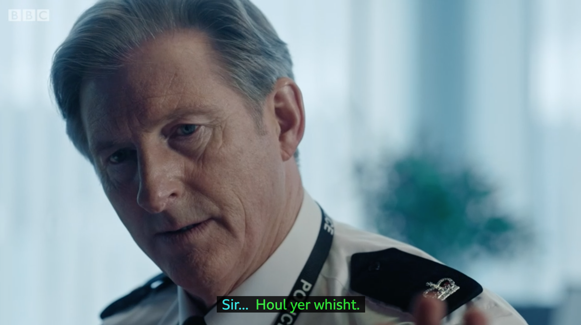 What does the Line Of Duty 'houl yer wheesht' catchphrase mean?