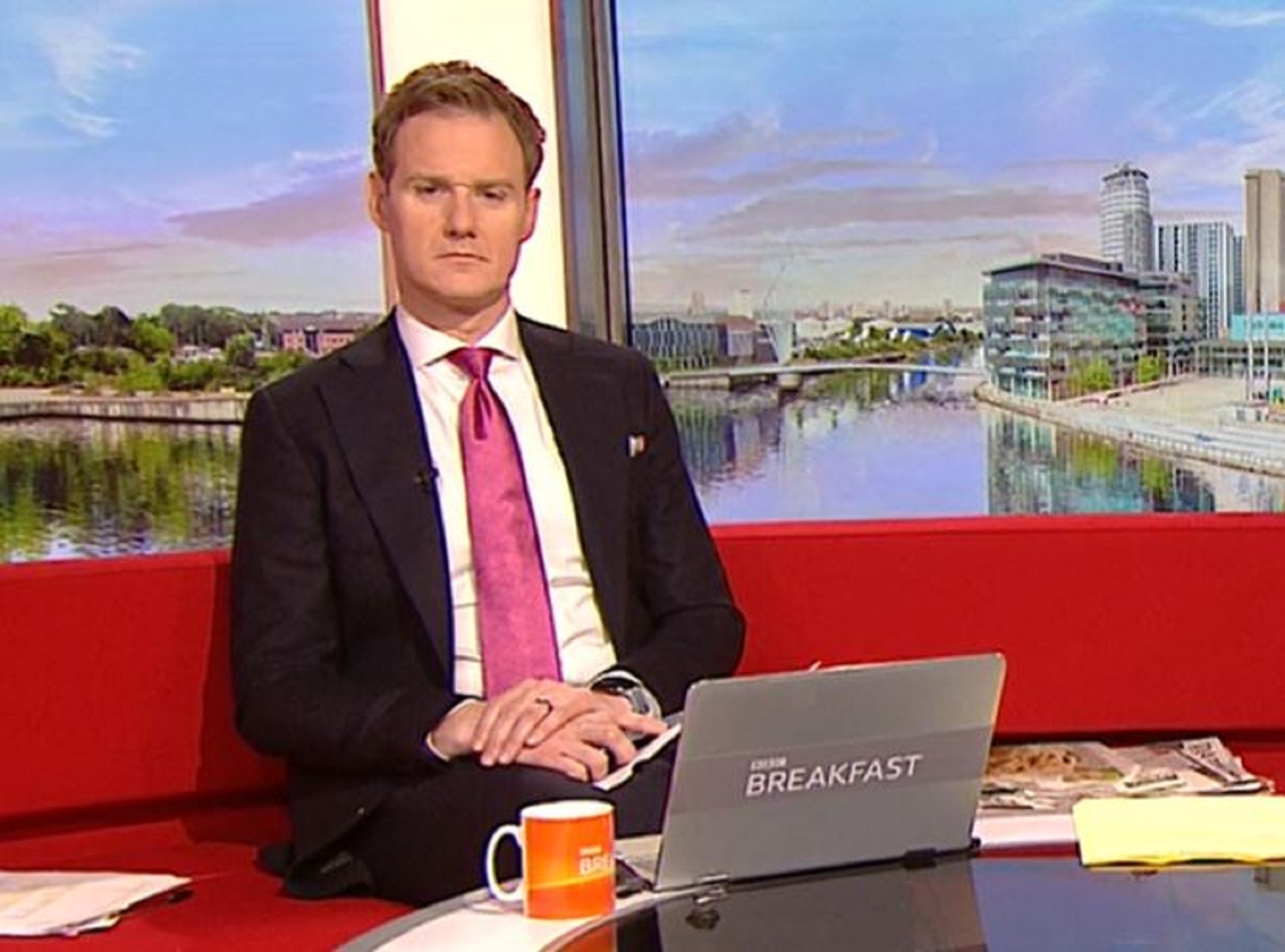 Dan Walker discussing the news on BBC Breakfast