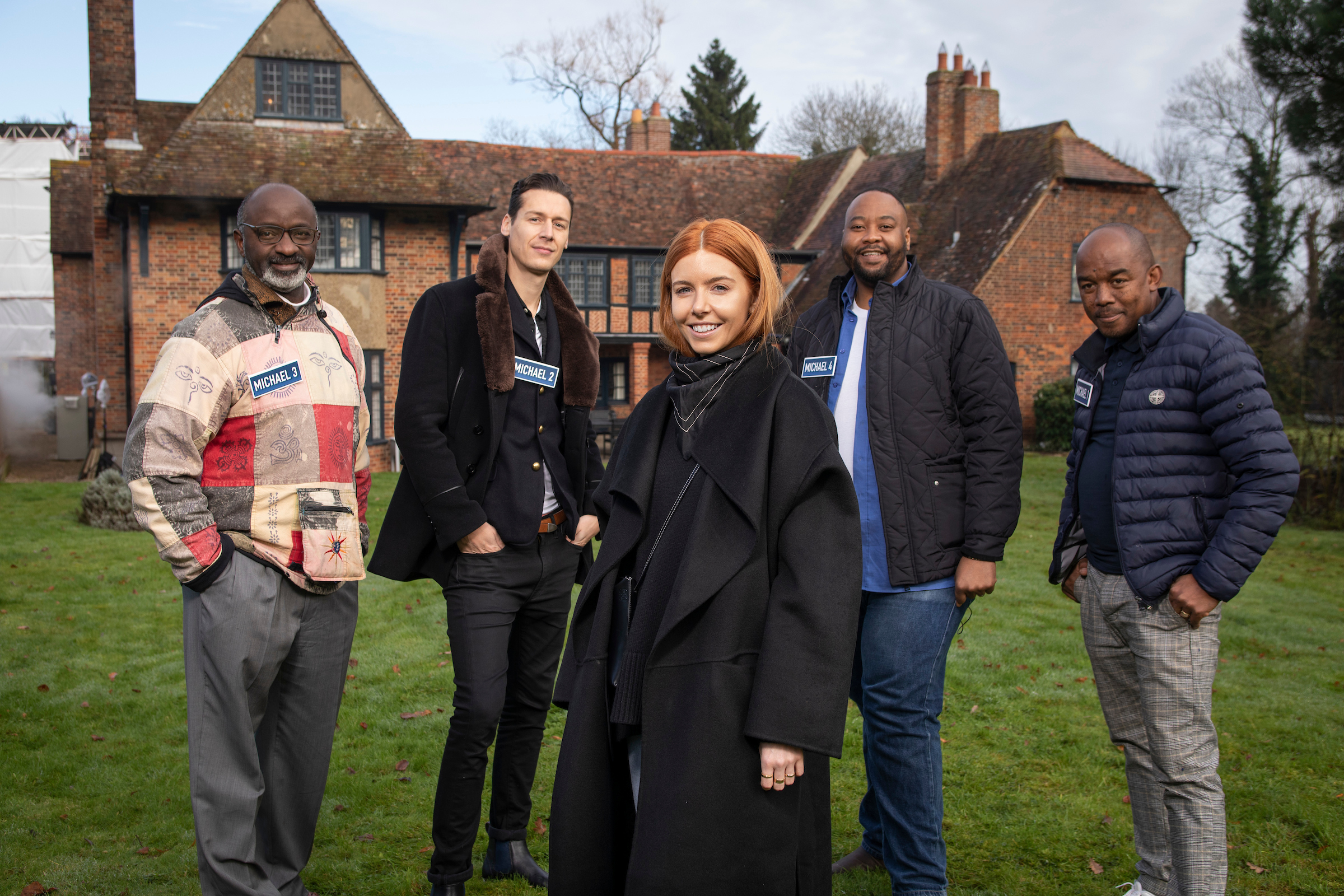 Stacey Dooley and the 'Michael's' from episode two (Credit: BBC One)