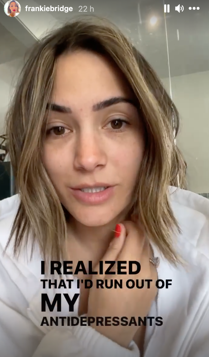 Frankie Bridge described withdrawal symptoms from her anti-depressants