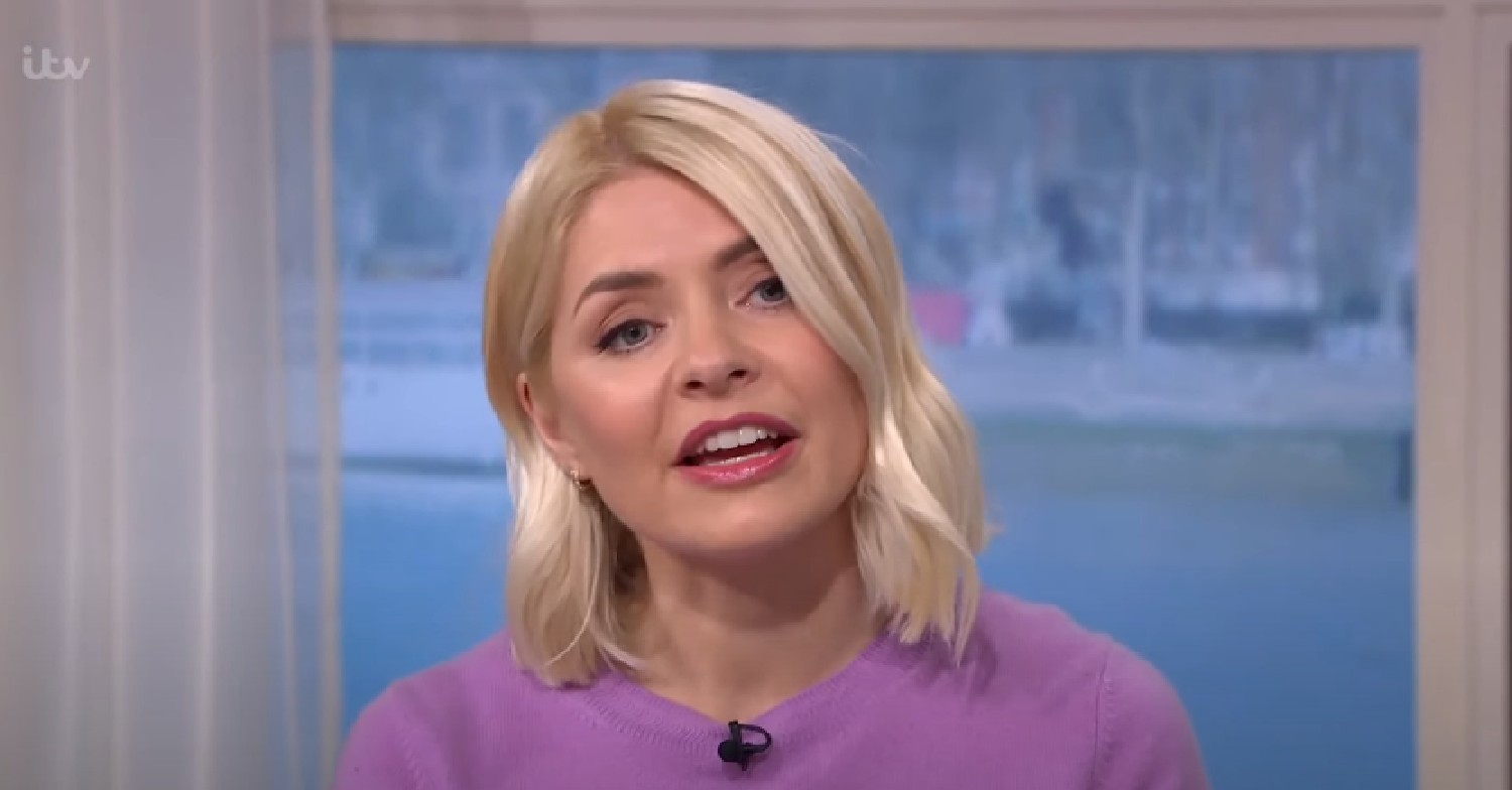 Holly Willoughby in purple top on This Morning